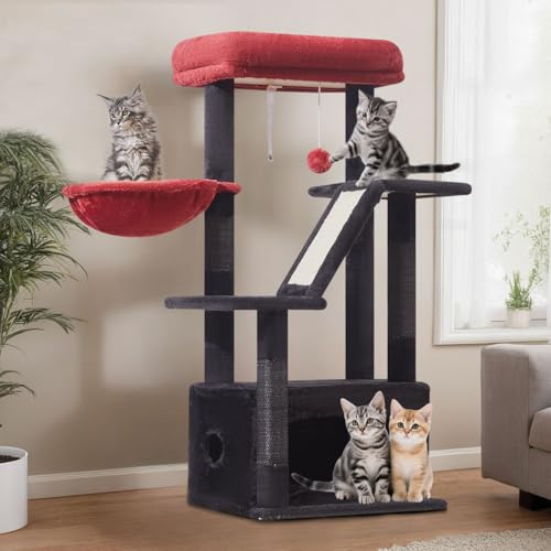 Taoqimiao Kratzbaum Klein, 97cm Katzen Kratzbaum Stabil Aktivitätskratzbäum KatzenKratzbaum Katzenmöbel mit Katzenhaus, Korb, 4 Kratzsäulen und Plüschbälle,Gothisch Taoqimiao Kratzbaum Klein, 97cm Katzen Kratzbaum Stabil Aktivitätskratzbäum KatzenKratzbaum Katzenmöbel mit Katzenhaus, Korb, 4 Kratzsäulen und Plüschbälle,Gothisch von Taoqimiao