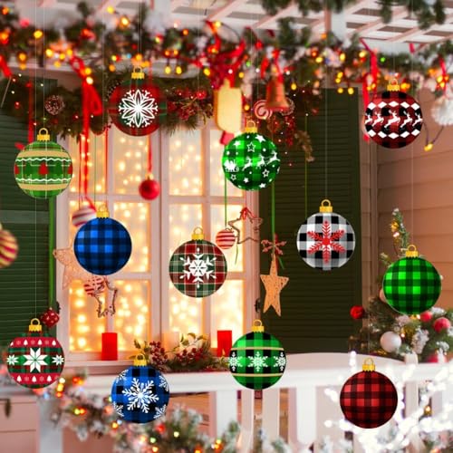 24 Stück doppelseitige Rasendekorationen, Weihnachtsdekoration, hängende Ornamente, Urlaubsdekoration, für Rasen, Garten, Terrasse, Heimbüro (011) von Taotalhomy