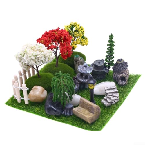 26-teiliges Puppenhaus- und Outdoor-Märchenhaus-Set mit Miniatur-Zubehör für Handwerk, Sandkasten, Fenster und Pflanzendekoration von Taotalhomy