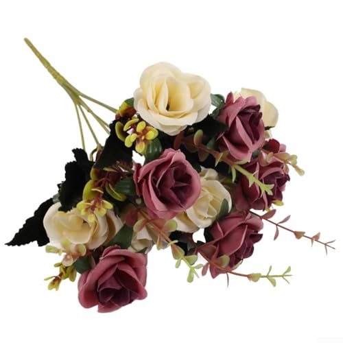 Ästhetische 12 künstliche Rosen in einem schönen Arrangement, perfekte florale Note für jeden Anlass oder Raum (Kaffee) von Taotalhomy