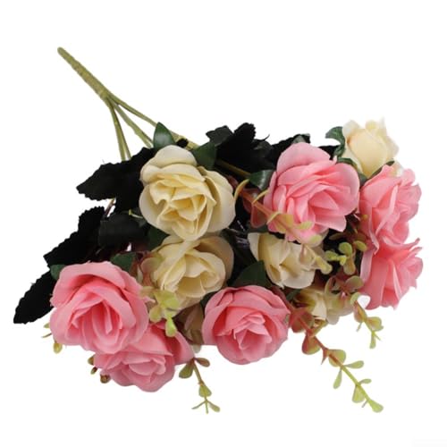 Ästhetische 12 künstliche Rosen in einem schönen Arrangement, perfekte florale Note für jeden Anlass oder Raum (Rosa) von Taotalhomy