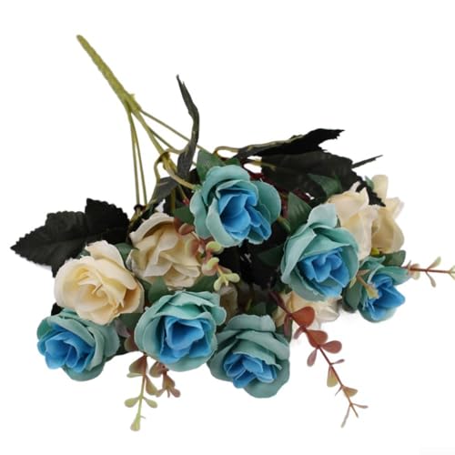 Ästhetische 12 künstliche Rosen in einem schönen Arrangement, perfekte florale Note für jeden Anlass oder Raum (hellblau) von Taotalhomy