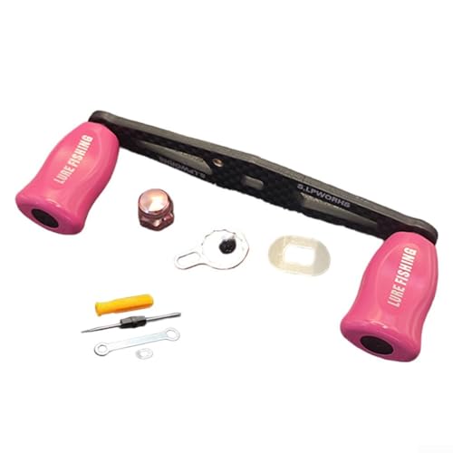 Angelrollengriff, 8 x 5 mm verlängerter gerader Karbon-Kipparm, 95 mm Radstand, für verschiedene Angelbedingungen (linke Hand, hellrosa) von Taotalhomy