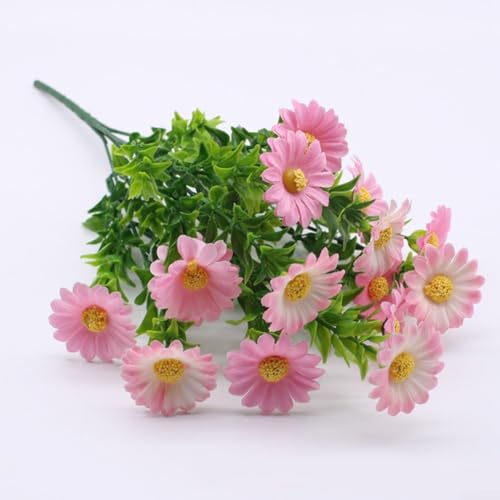 Atemberaubendes künstliches Gänseblümchen-Arrangement mit 15 Köpfen, erhöht mühelos Ihre Hochzeits- oder Party-Atmosphäre (Rosa) von Taotalhomy