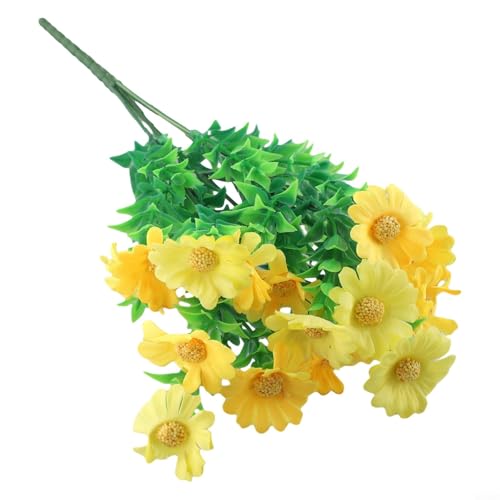 Atemberaubendes künstliches Gänseblümchen-Arrangement mit 15 Köpfen, erhöht mühelos Ihre Hochzeits- oder Party-Atmosphäre (gelb) von Taotalhomy