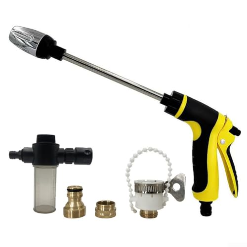 Autowaschpistole, Wasserpistole, Wasserkocher und Adapter, voll drehbare Düse, widersteht Rost und Verschleiß, für Autos, Terrassen und Oberflächen im Haushalt (gelb) von Taotalhomy