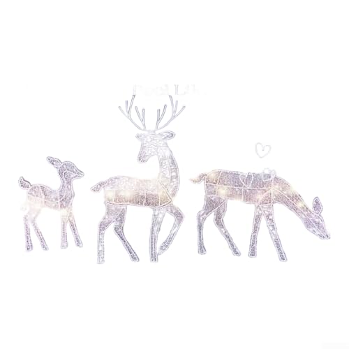 Beleuchtete Weihnachtsdekoration, Rentier-Heim-Set für den Außenbereich, mit 60 LED-Lichtern, für Hof, Rasen, Terrasse, Veranda, drinnen und draußen (drei Sets von Hirschen) von Taotalhomy