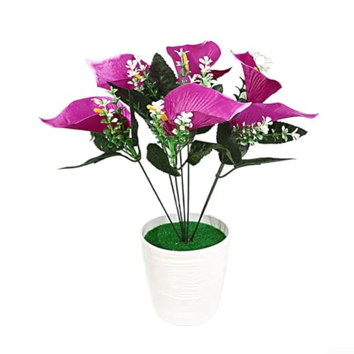Künstliche Calla-Lilie in kleinem Topf für Hochzeit und Wohnzimmer Dekor (lila) von Taotalhomy