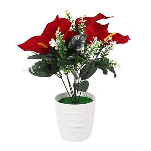 Künstliche Calla-Lilien-Pflanze in kleinem Topf für Hochzeit und Wohnzimmer Dekor (rot) von Taotalhomy