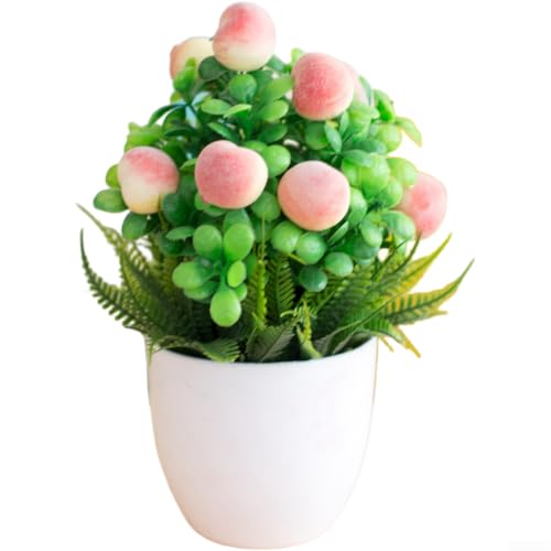 Künstliche Pfirsichfrucht und rote Beeren, Kunstblume für Heimdekoration und Feng Shui, geeignet für Tischdekoration und dekorative Regale von Taotalhomy