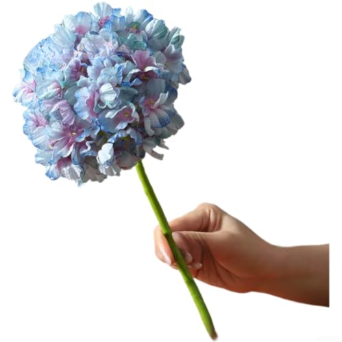Künstlicher Hortensien-Seidenblumenstrauß mit gekerbtem Rand, realistische Textur für Zuhause, Vasen, Arrangements, Hochzeitsdekoration (blau-pink) von Taotalhomy