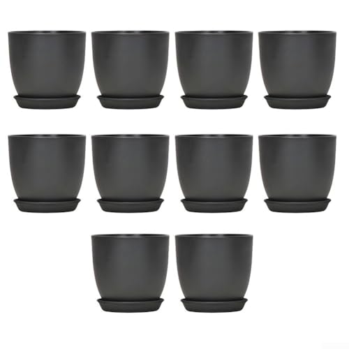 Kunststoff-Pflanzgefäße für den Außenbereich mit Palette, glatte, matte Oberfläche und saubere Silhouette, für Wohnzimmer, Balkon, Küche oder Büro (schwarz, 180 x 165 mm) von Taotalhomy