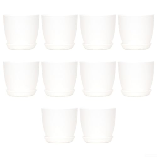 Kunststoff-Pflanzgefäße für den Außenbereich mit Palette, glatte, matte Oberfläche und saubere Silhouette, für Wohnzimmer, Balkon, Küche oder Büro (weiß, 180 x 165 mm) von Taotalhomy