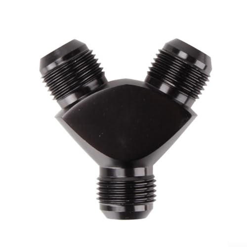 Male Flare Kraftstoffpumpen-Schlauchverbinder, Aluminiumlegierung, Y-Block-Adapter-Armaturen, integrierte Spindelbiegestruktur, für Öl- und Kraftstoffleitungsführung (AN10 schwarz) von Taotalhomy