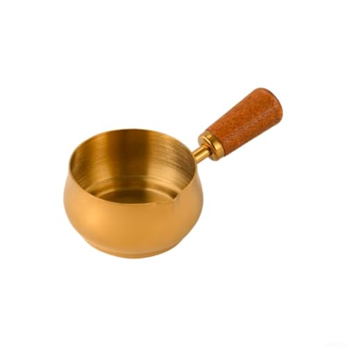 Mini-Saucenpfanne aus Edelstahl mit Holzgriff für präzises Ausgießen von Saucen, Ölen und Dressings, kompakter Milchtopf für Einzelportionen (Gold 120 ml) von Taotalhomy