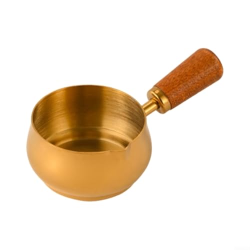 Mini-Saucenpfanne aus Edelstahl mit Holzgriff für präzises Ausgießen von Saucen, Ölen und Dressings, kompakter Milchtopf für Einzelportionierung (Gold 180 ml) von Taotalhomy