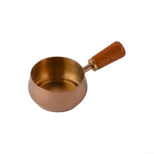 Mini-Saucenpfanne aus Edelstahl mit Holzgriff für präzises Ausgießen von Saucen, Ölen und Dressings, kompakter Milchtopf für Einzelportionierung (Roségold, 120 ml) von Taotalhomy