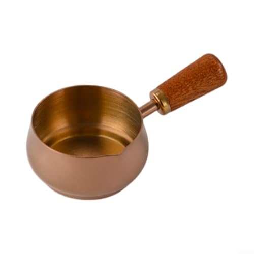 Mini-Saucenpfanne aus Edelstahl mit Holzgriff für präzises Ausgießen von Saucen, Ölen und Dressings, kompakter Milchtopf für Einzelportionierung (Roségold, 180 ml) von Taotalhomy