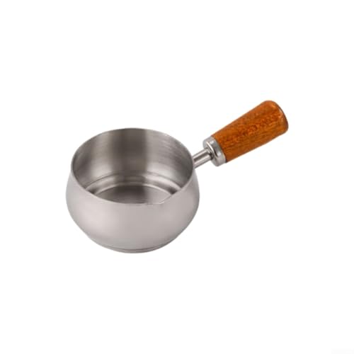 Mini-Saucenpfanne aus Edelstahl mit Holzgriff für präzises Ausgießen von Saucen, Ölen und Dressings, kompakter Milchtopf für Einzelportionierung (Silber, 120 ml) von Taotalhomy
