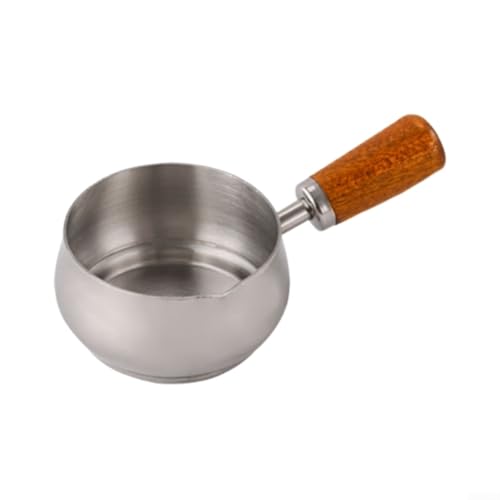 Mini-Saucenpfanne aus Edelstahl mit Holzgriff für präzises Ausgießen von Saucen, Ölen und Dressings, kompakter Milchtopf für Einzelportionierung (Silber, 180 ml) von Taotalhomy