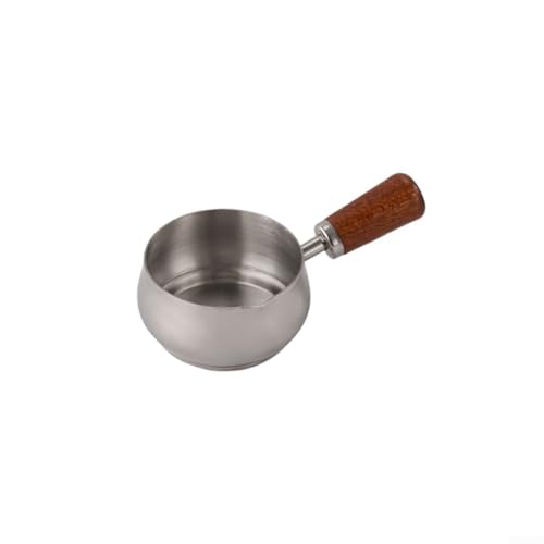 Mini-Saucenpfanne aus Edelstahl mit Holzgriff für präzises Ausgießen von Saucen, Ölen und Dressings, kompakter Milchtopf für Einzelportionierung (Silber, 60 ml) von Taotalhomy