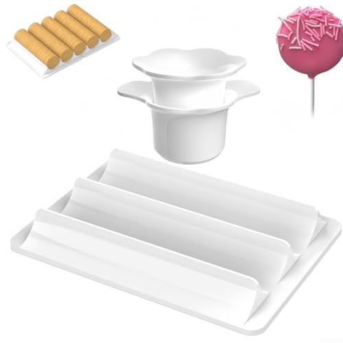 Runde Cake Pops Formen, Cake Pops Ausstecher Set, mit Tablett, zum Backen von Hochzeits-Desserts, für Heimbäcker, 20 x 14,5 x 2,1 cm von Taotalhomy