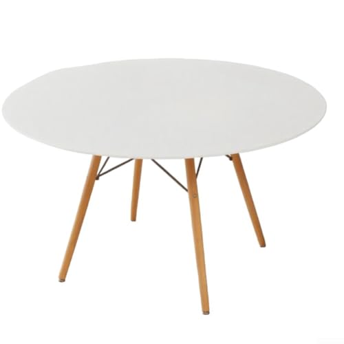 Runde Tischdecke mit elastischem Rand, waschbar, rutschfest, für Hochzeiten, Partys, drinnen und draußen (Weiß, 100 cm) von Taotalhomy