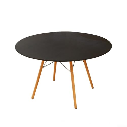 Runde Tischdecke mit elastischem Rand, waschbar, rutschfest, für Hochzeiten, Partys, drinnen und draußen (schwarz, 130 cm) von Taotalhomy