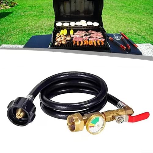 Safe Propan-Nachfülladapter, 91 cm, Schlauch-Manometer, robustes Messing, mit ONOFF-Ventil und auslaufsicheren Messinganschlüssen von Taotalhomy