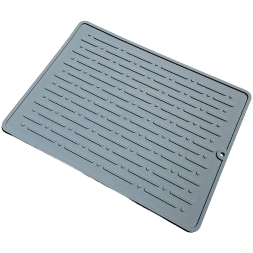 Silikon-Abtropfpad mit selbstentleerender Neigung und rutschfester Unterseite, entworfen, um Küchenspüle sauber und von Pfützen zu halten (grau) von Taotalhomy