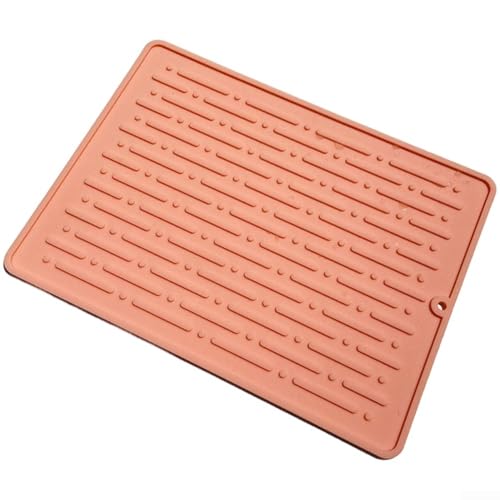 Silikon-Abtropfpad mit selbstentleerender Neigung und rutschfester Unterseite, entworfen, um Küchenspüle sauber und von Pfützen zu halten (rosa) von Taotalhomy