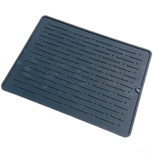Silikon-Abtropfpad mit selbstentleerender Neigung und rutschfester Unterseite, entworfen, um Küchenspüle sauber und von Pfützen zu halten (schwarz) von Taotalhomy