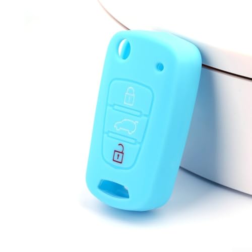 Silikon Autoschlüssel Cover Hülle für Kia Für Rio K2 und Hyundai i20, Schutz für Ihren Autoschlüssel (Hellblau) von Taotalhomy