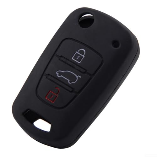 Silikon Autoschlüssel Cover Hülle für Kia Für Rio K2 und Hyundai i20, Schutz für Ihren Autoschlüssel (Schwarz) von Taotalhomy