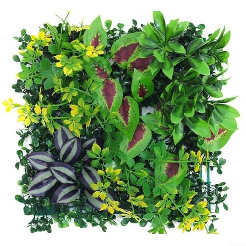 UV-beständige Kunstpflanze Wandpaneel mit realistischen Eukalyptus- und Grasstrukturen, für Innen- und Außenbereich, Gründekor 25x25cm (04) von Taotalhomy