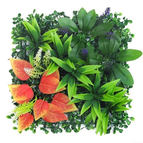 UV-beständige Kunstpflanze Wandpaneel mit realistischen Eukalyptus- und Grasstrukturen, für Innen- und Außenbereich, Gründekor 25x25cm (05) von Taotalhomy