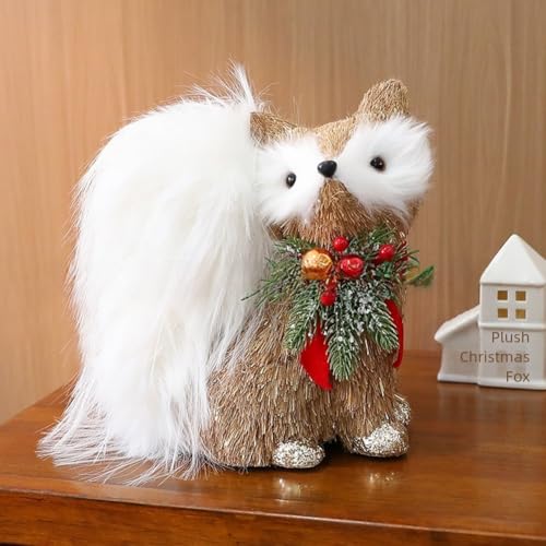 Weihnachten Dekorative Schaumstoff-Ornamente, Fuchs, Eichhörnchen, Rentier-Figuren, für Baum, Haus, Fenster, Regale, leicht, festliche Urlaubsdekoration (A) von Taotalhomy