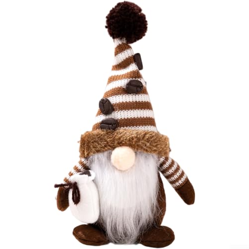 Weihnachts-Kaffee-Zwerg Dekorationen für Elfen-Figur, festliche Heimdekorationen für den Urlaub, saisonale Ausstellung, Polyestergewebe, charmantes Regal oder Tischakzent (Junge) von Taotalhomy