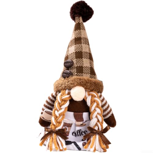 Weihnachts-Kaffee-Zwerg Dekorationen für Elfen-Figur, festliche Heimdekorationen für den Urlaub, saisonale Ausstellung, Polyestergewebe, charmantes Regal oder Tischakzent (Mädchen) von Taotalhomy