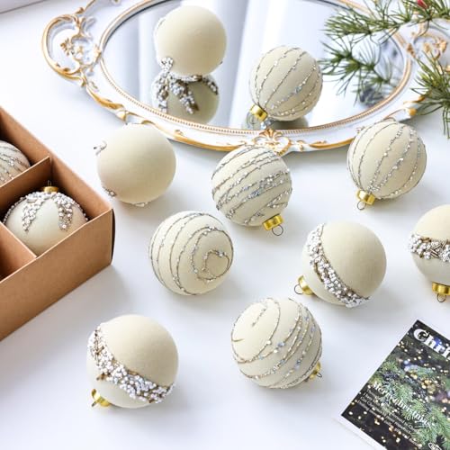 Weihnachtsdekoration, für Zweige, für Kränze, für Urlaubsdekorationen, handbemaltes Design, integrierte Schlaufen (8 cm, weiß) von Taotalhomy