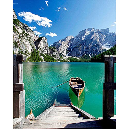 DiY 5D Diamant Malerei Voll Set Bergseelandschaft Diamant Painting Erwachsene Kinder Full Kristall Strass Stickerei Kreuzstich Diamond Gemälde Leinwand Kunst Handwerk Home Wand Dekor 80x100cm H2282 von Taoyoou