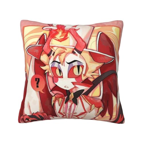 Taoyuany Angel Dust Hazbin Hotel Kissenbezug 45x45 cm Anime Sofakissen Cover Alastor Lucifer Deko Kissenbezug Leinen Square Pillow Case von Taoyuany