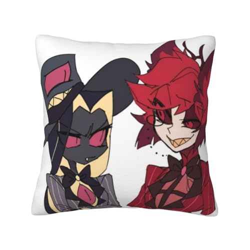 Taoyuany Angel Dust Hazbin Hotel Kissenbezug 45x45 cm Anime Sofakissen Cover Alastor Lucifer Deko Kissenbezug Leinen Square Pillow Case von Taoyuany