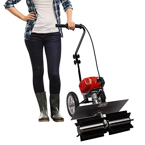 Benzin Kehrmaschine, 43cc/1,7ps/ 8500rpm, 2-Takt Benzin Motorbesen mit Kotflügel, Tank Kapazität 1L, Schneefräse, Schneeschieber für Garten, Bauernhöfen, Straßen, Parks und Rasenflächen von Taozhiyy