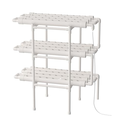 Taozhiyy Hydroponic System, Hydrokultur Anzuchtsystem Set, 108 Löcher 12 Rohre 3 Schichten, Hydroponische Grow Kit mit PVC Hydroponic Pipe Wasserpumpe für Gemüse von Taozhiyy
