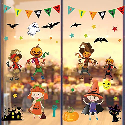 Halloween Fensterbilder, Taozoey Halloween Fensterdeko, Halloween Fenster Aufkleber, Aufkleber Halloween Selbstklebend, Halloween Dekoration Aufkleber für Fenster, 2-Teiliges Set von Taozoey