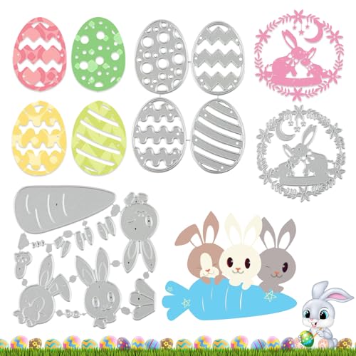 Taozoey Stanzschablonen Ostern, 3 Stück Metall Prägeschablonen, Scrapbooking Prägeschablonen, Stanzformen Schablonen, für DIY Scrapbooking Karten Handwerk Geschenk Homedeko von Taozoey