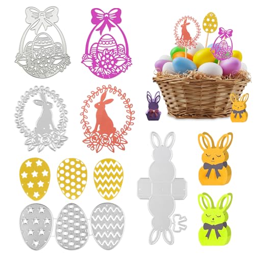 Taozoey Stanzschablonen Ostern, 4 Stück Metall Prägeschablonen, Scrapbooking Prägeschablonen, Stanzformen Schablonen, für DIY Scrapbooking Karten Handwerk Geschenk Homedeko von Taozoey