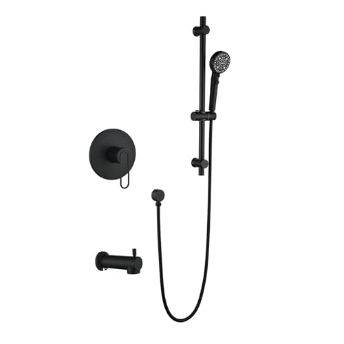 Taplong Handbrause mit Gleitstange und Wannenauslauf, 8 Einstellungen, Handbrause mit An-/Aus-Pausenschalter, Duschsystem mit Gleitstangen-Kombination (grober Ventilkörper und Verkleidung im Taplong Handbrause mit Gleitstange und Wannenauslauf, 8 Einstellungen, Handbrause mit An-/Aus-Pausenschalter, Duschsystem mit Gleitstangen-Kombination (grober Ventilkörper und Verkleidung im von TapLong
