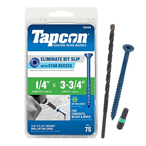 Tapcon 28395 Beton-Dübel mit Stern-Antrieb, 1/4 x 3-3/4, Blau, 75 Stück von ITW